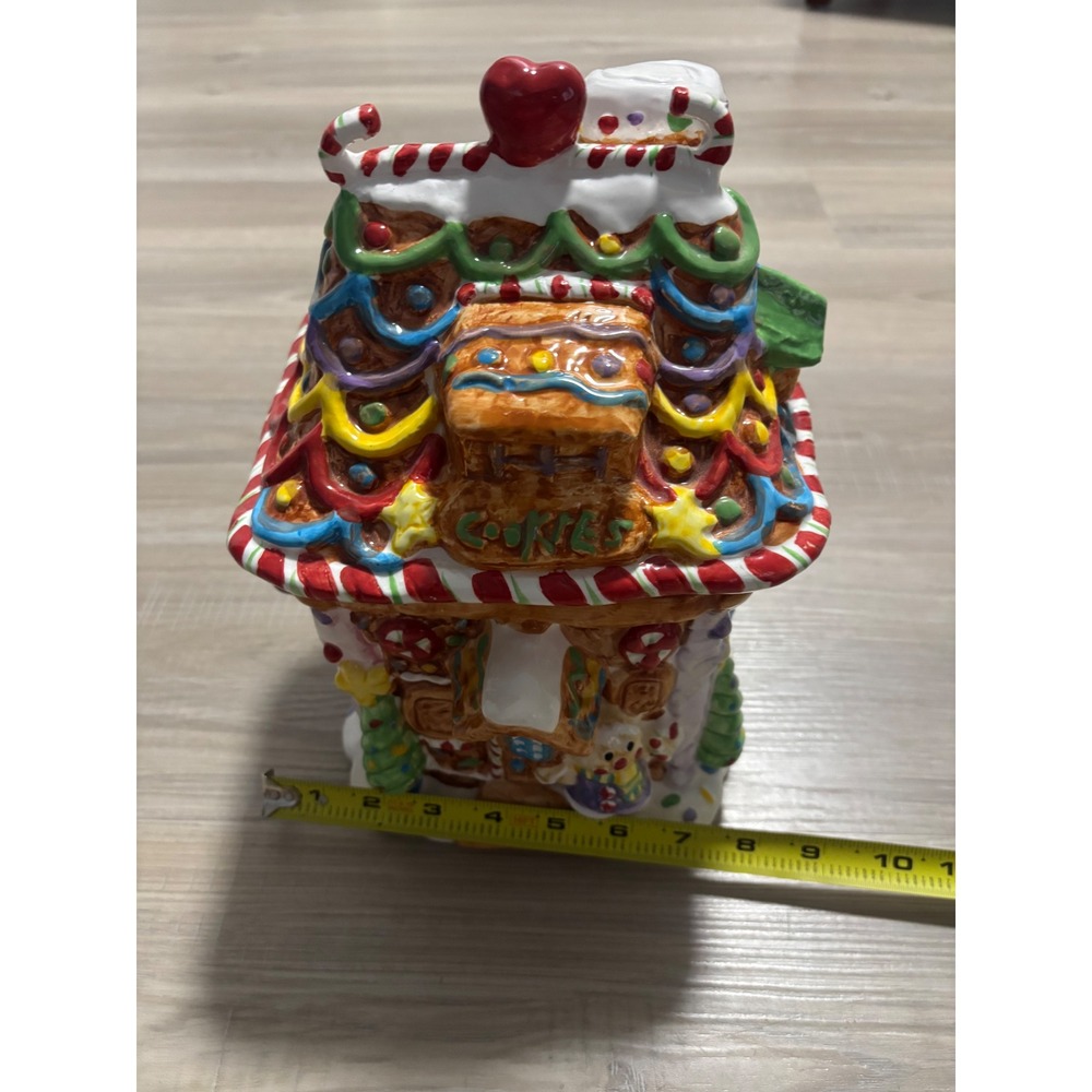Vintage Christmas Gingerbread House Ceramic Cookie Jar Holiday Decor Multicolor - Picture 3 of 12
